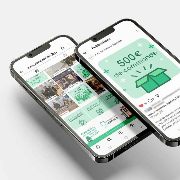 Mise en situation affiche imprimée pour Mes Commerces Ligériens